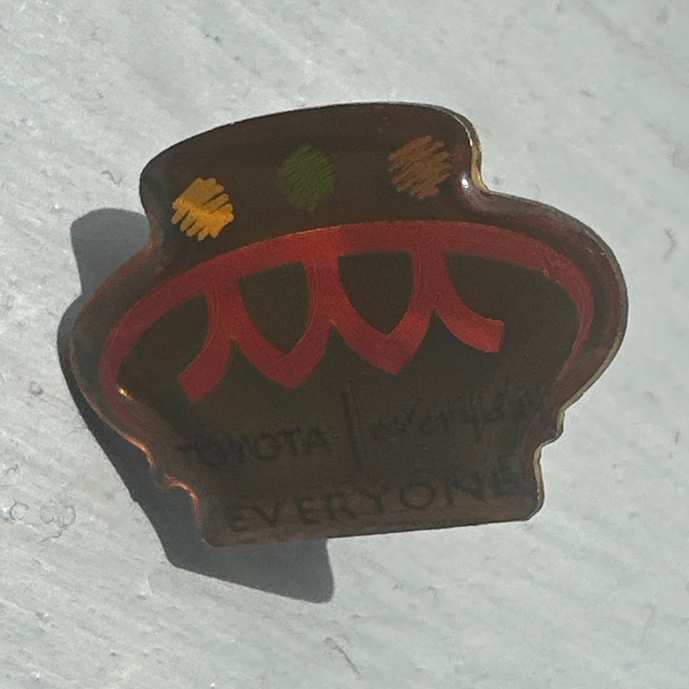 Vintage Toyota Everyday Everyone Gold Tone Enamel Lapel Pin Automotive Accessory